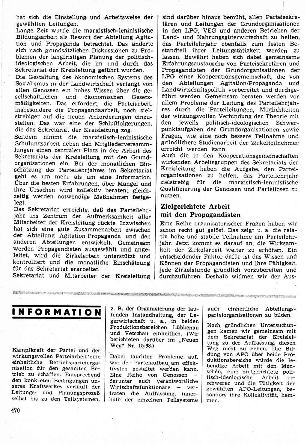 Neuer Weg (NW), Organ des Zentralkomitees (ZK) der SED (Sozialistische Einheitspartei Deutschlands) für Fragen des Parteilebens, 24. Jahrgang [Deutsche Demokratische Republik (DDR)] 1969, Seite 470 (NW ZK SED DDR 1969, S. 470)