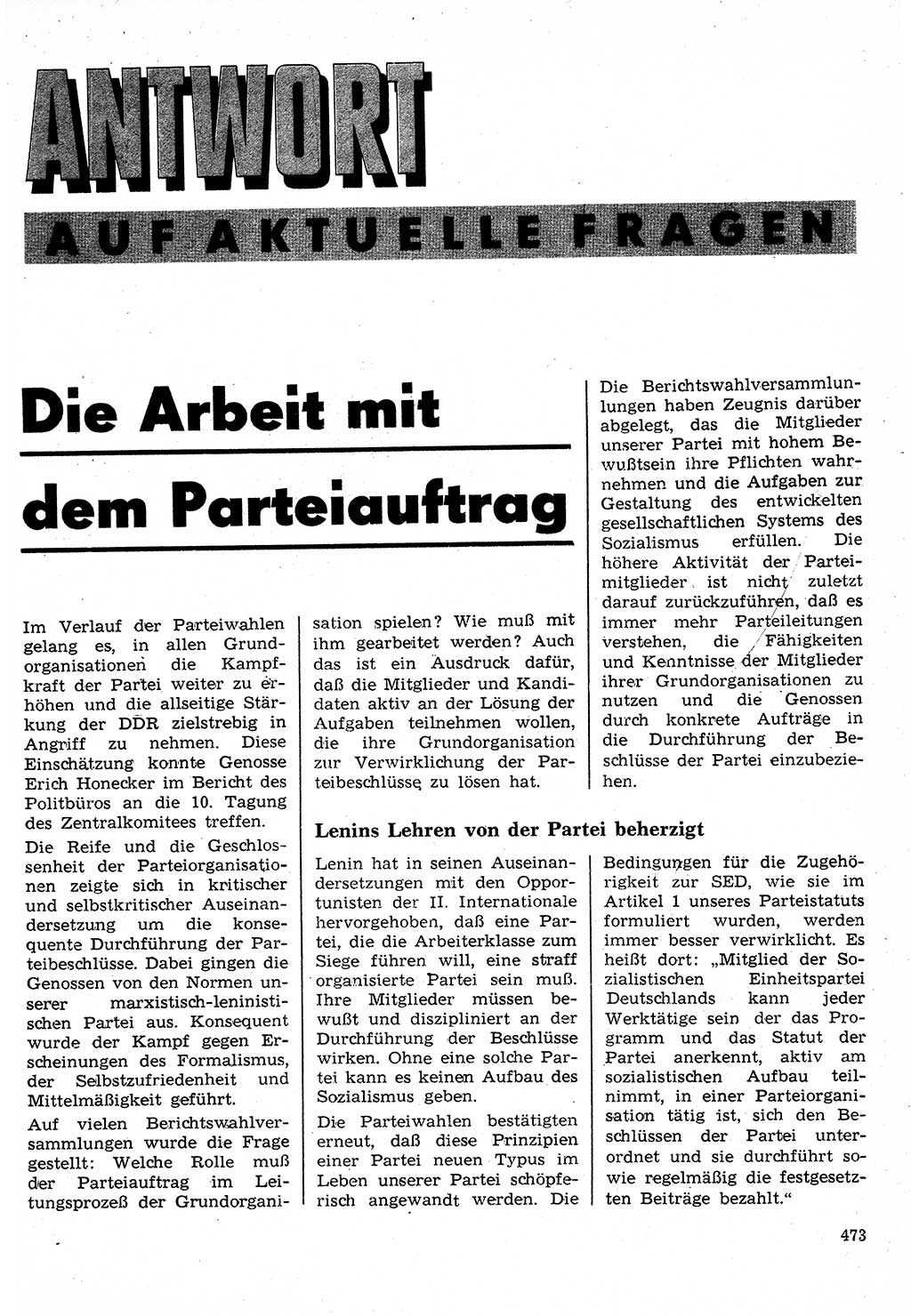 Neuer Weg (NW), Organ des Zentralkomitees (ZK) der SED (Sozialistische Einheitspartei Deutschlands) für Fragen des Parteilebens, 24. Jahrgang [Deutsche Demokratische Republik (DDR)] 1969, Seite 473 (NW ZK SED DDR 1969, S. 473)