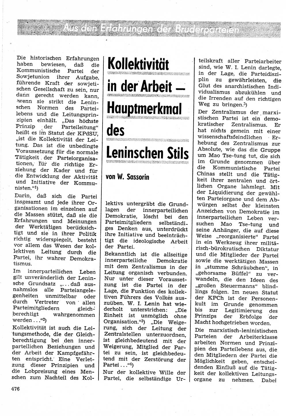 Neuer Weg (NW), Organ des Zentralkomitees (ZK) der SED (Sozialistische Einheitspartei Deutschlands) für Fragen des Parteilebens, 24. Jahrgang [Deutsche Demokratische Republik (DDR)] 1969, Seite 476 (NW ZK SED DDR 1969, S. 476)