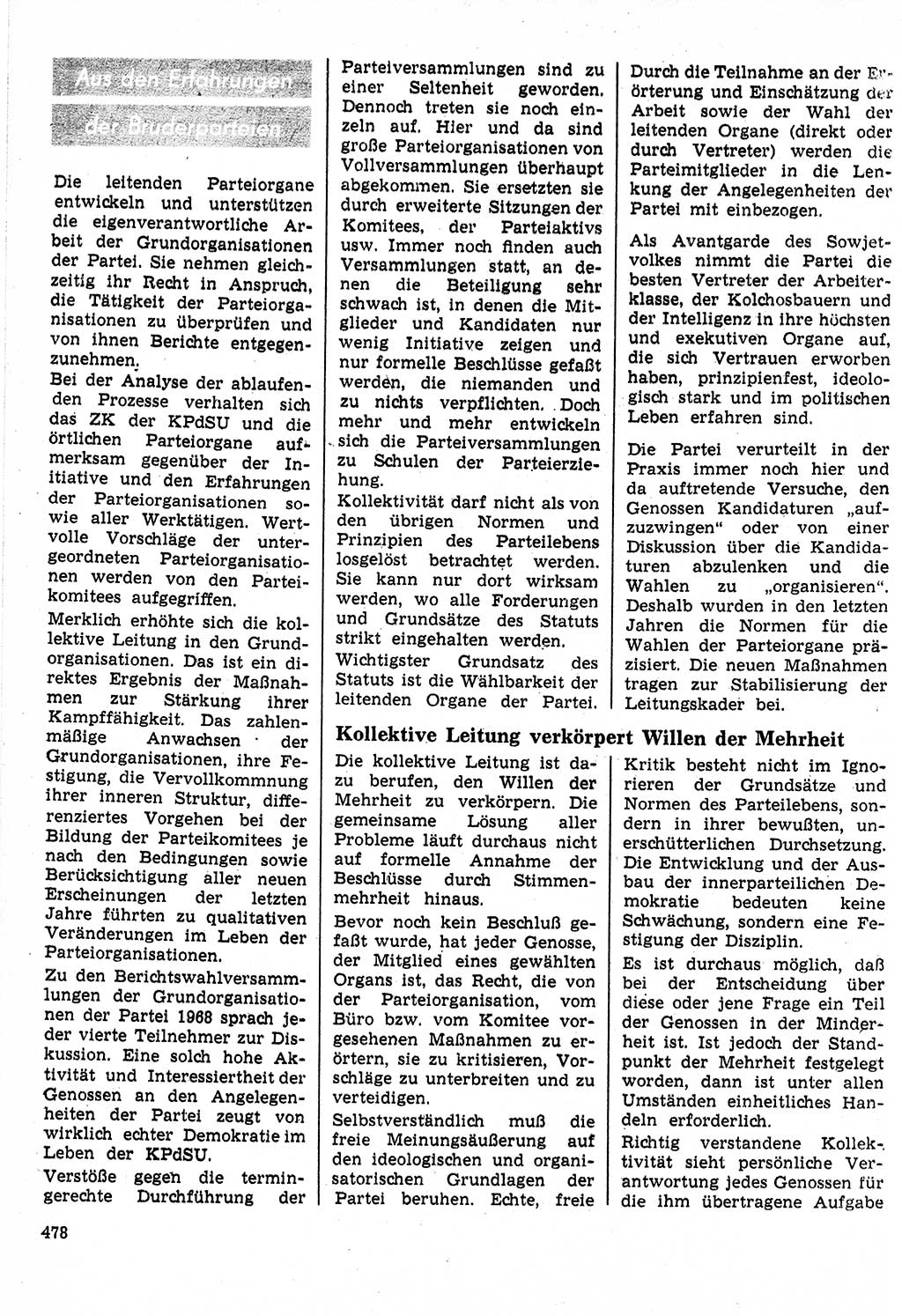 Neuer Weg (NW), Organ des Zentralkomitees (ZK) der SED (Sozialistische Einheitspartei Deutschlands) für Fragen des Parteilebens, 24. Jahrgang [Deutsche Demokratische Republik (DDR)] 1969, Seite 478 (NW ZK SED DDR 1969, S. 478)
