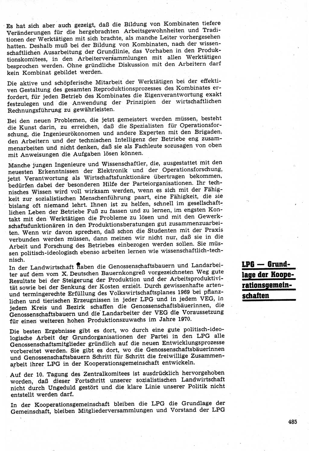 Neuer Weg (NW), Organ des Zentralkomitees (ZK) der SED (Sozialistische Einheitspartei Deutschlands) für Fragen des Parteilebens, 24. Jahrgang [Deutsche Demokratische Republik (DDR)] 1969, Seite 485 (NW ZK SED DDR 1969, S. 485)