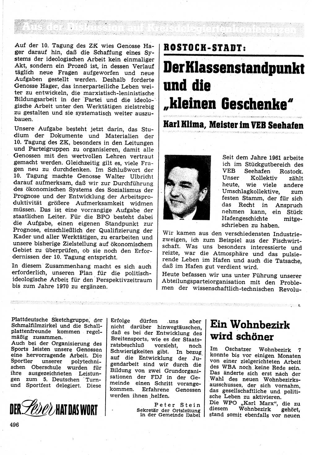 Neuer Weg (NW), Organ des Zentralkomitees (ZK) der SED (Sozialistische Einheitspartei Deutschlands) für Fragen des Parteilebens, 24. Jahrgang [Deutsche Demokratische Republik (DDR)] 1969, Seite 496 (NW ZK SED DDR 1969, S. 496)