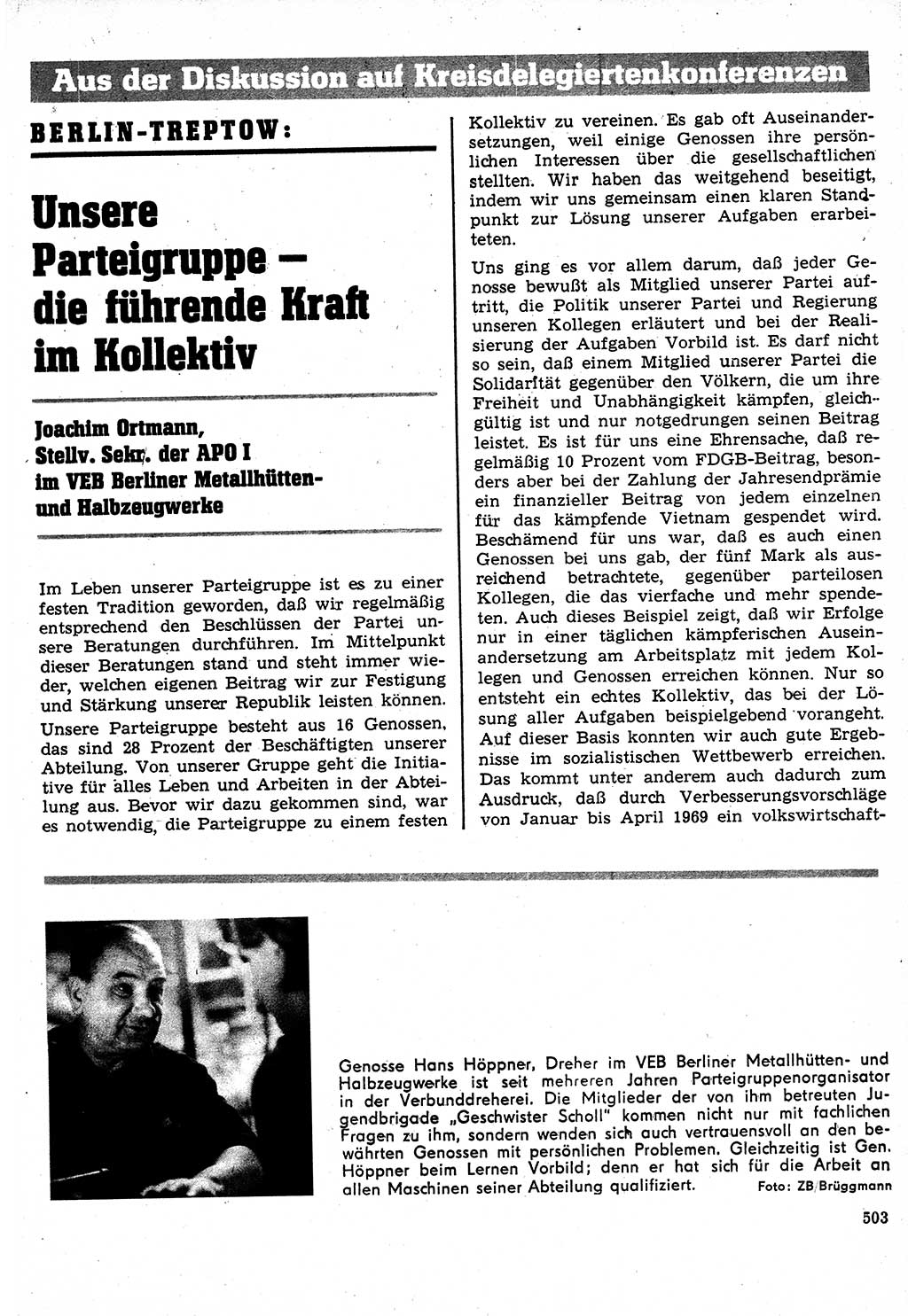 Neuer Weg (NW), Organ des Zentralkomitees (ZK) der SED (Sozialistische Einheitspartei Deutschlands) für Fragen des Parteilebens, 24. Jahrgang [Deutsche Demokratische Republik (DDR)] 1969, Seite 503 (NW ZK SED DDR 1969, S. 503)