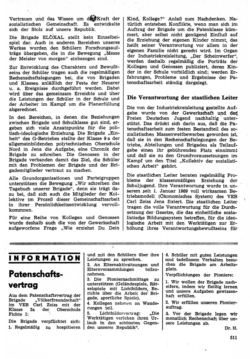 Neuer Weg (NW), Organ des Zentralkomitees (ZK) der SED (Sozialistische Einheitspartei Deutschlands) für Fragen des Parteilebens, 24. Jahrgang [Deutsche Demokratische Republik (DDR)] 1969, Seite 511 (NW ZK SED DDR 1969, S. 511)