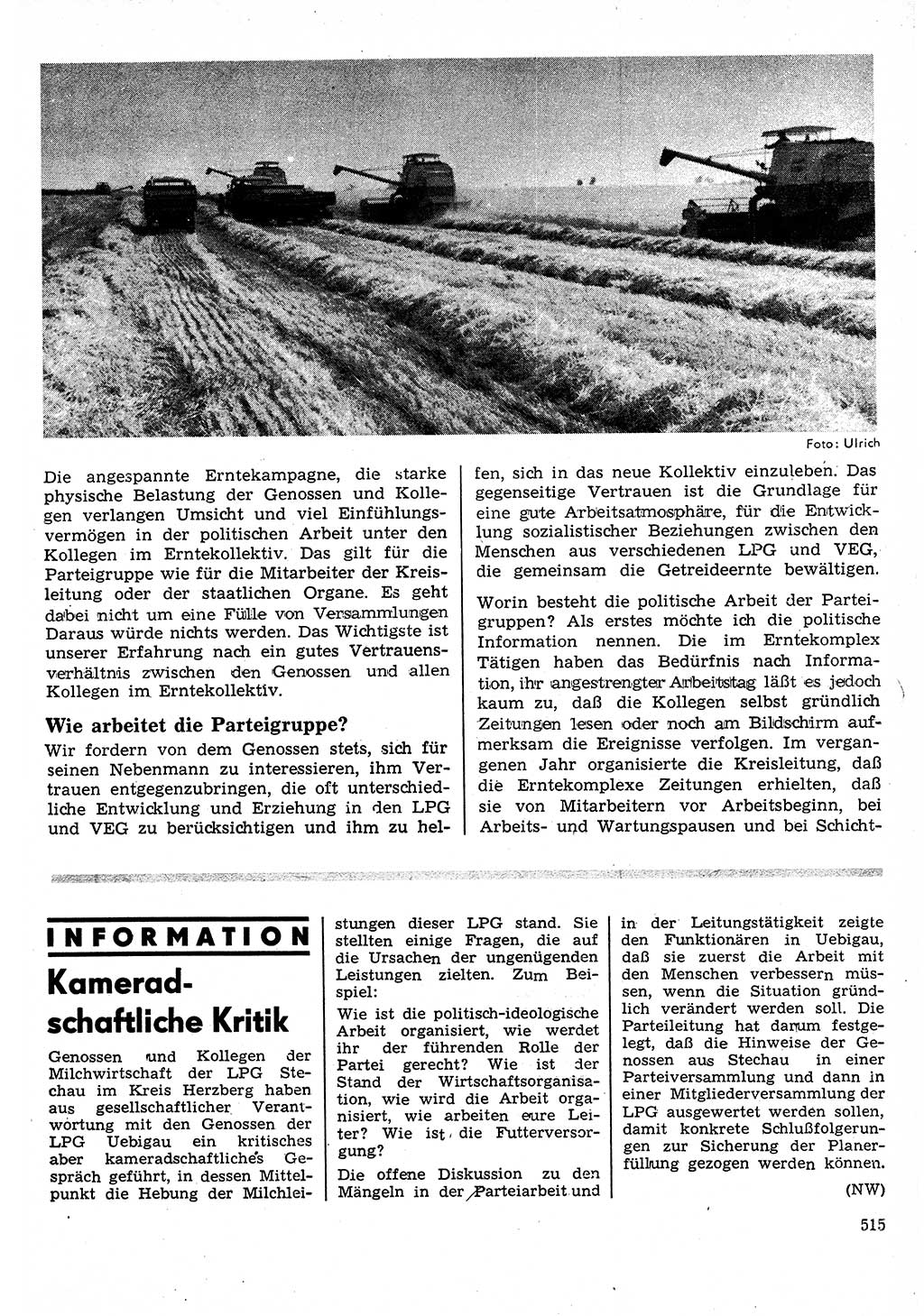 Neuer Weg (NW), Organ des Zentralkomitees (ZK) der SED (Sozialistische Einheitspartei Deutschlands) für Fragen des Parteilebens, 24. Jahrgang [Deutsche Demokratische Republik (DDR)] 1969, Seite 515 (NW ZK SED DDR 1969, S. 515)