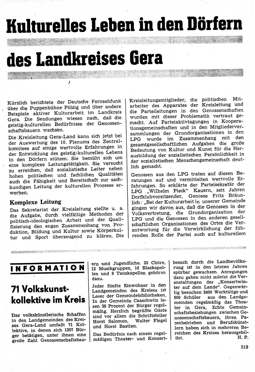 Neuer Weg (NW), Organ des Zentralkomitees (ZK) der SED (Sozialistische Einheitspartei Deutschlands) für Fragen des Parteilebens, 24. Jahrgang [Deutsche Demokratische Republik (DDR)] 1969, Seite 519 (NW ZK SED DDR 1969, S. 519)