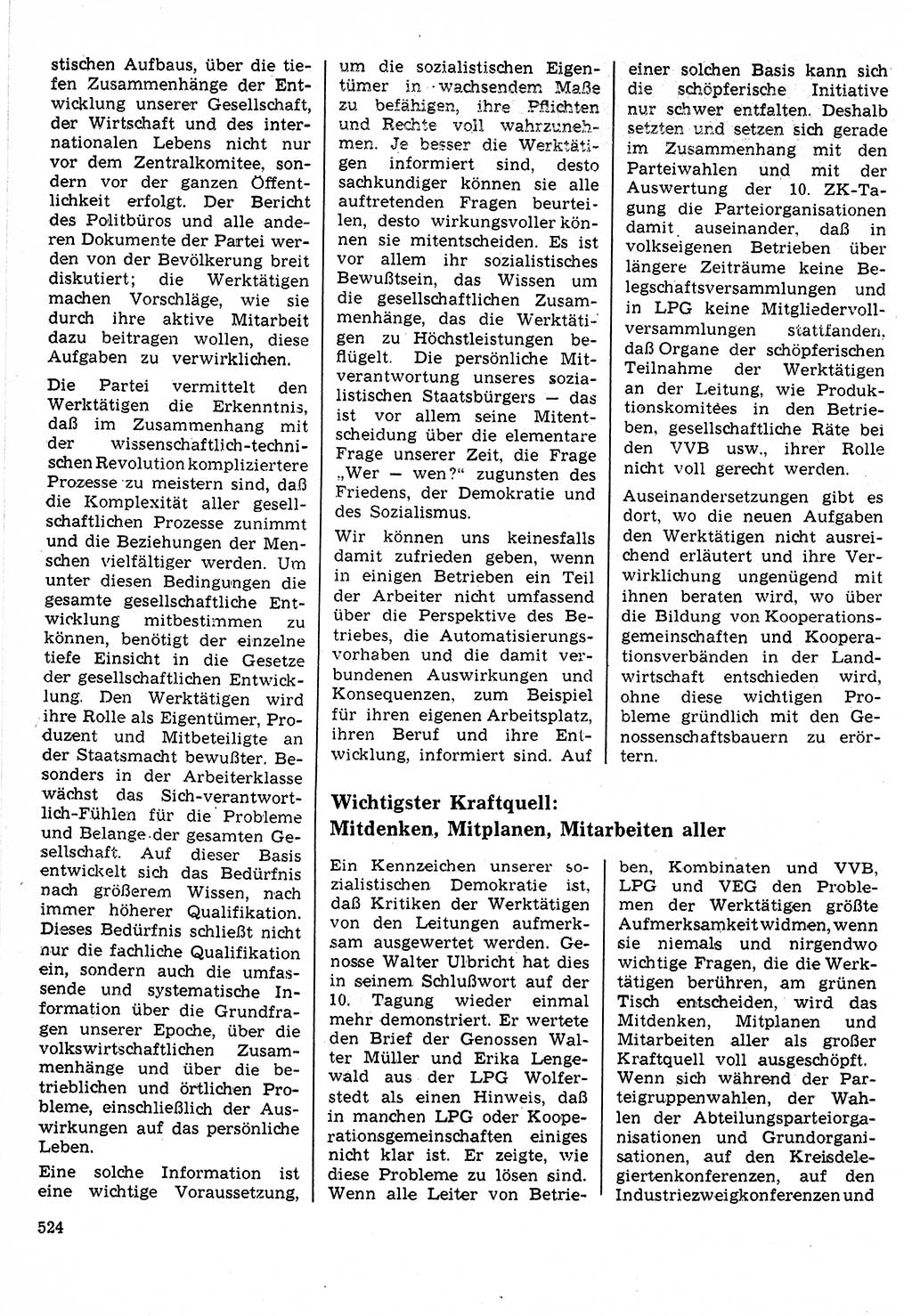 Neuer Weg (NW), Organ des Zentralkomitees (ZK) der SED (Sozialistische Einheitspartei Deutschlands) für Fragen des Parteilebens, 24. Jahrgang [Deutsche Demokratische Republik (DDR)] 1969, Seite 524 (NW ZK SED DDR 1969, S. 524)