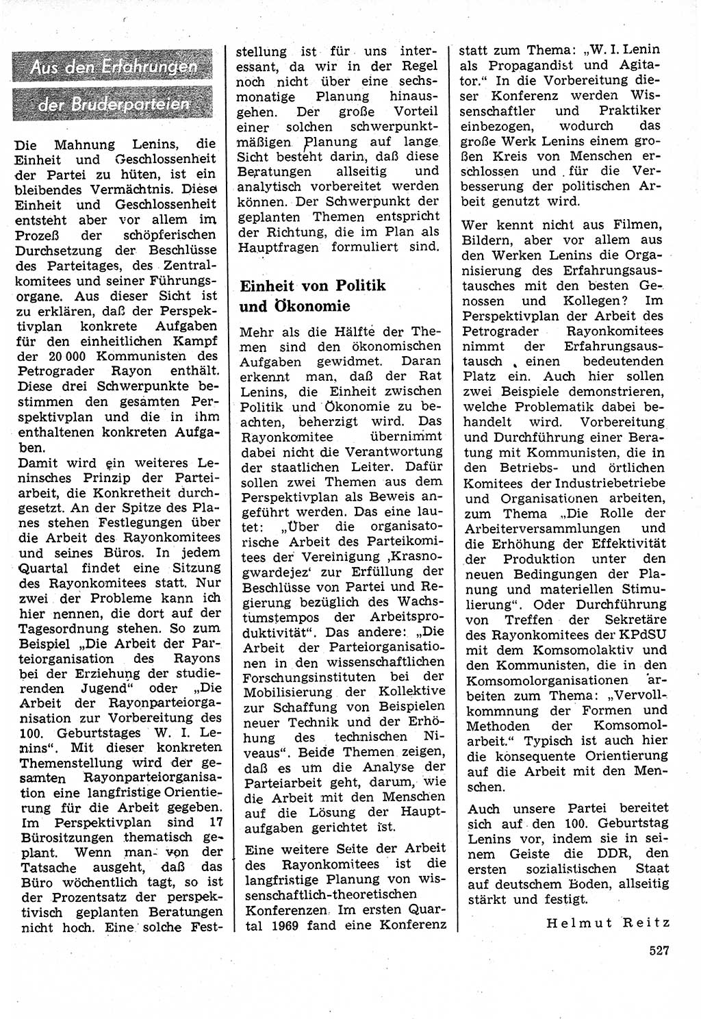 Neuer Weg (NW), Organ des Zentralkomitees (ZK) der SED (Sozialistische Einheitspartei Deutschlands) für Fragen des Parteilebens, 24. Jahrgang [Deutsche Demokratische Republik (DDR)] 1969, Seite 527 (NW ZK SED DDR 1969, S. 527)