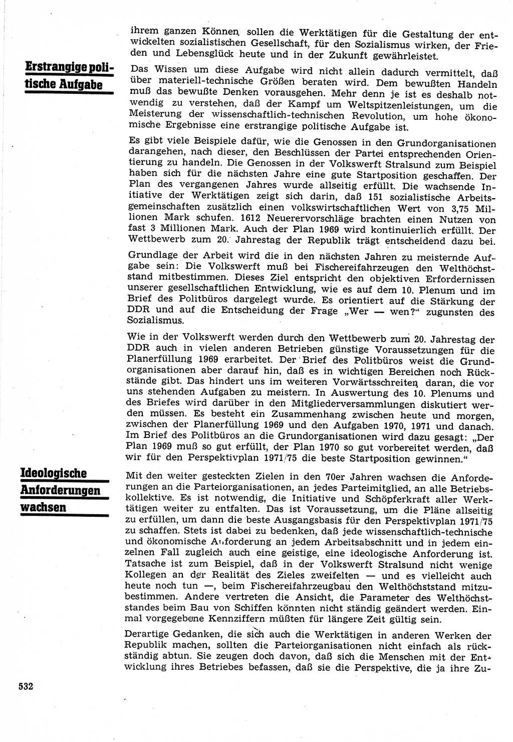 Neuer Weg (NW), Organ des Zentralkomitees (ZK) der SED (Sozialistische Einheitspartei Deutschlands) für Fragen des Parteilebens, 24. Jahrgang [Deutsche Demokratische Republik (DDR)] 1969, Seite 532 (NW ZK SED DDR 1969, S. 532)