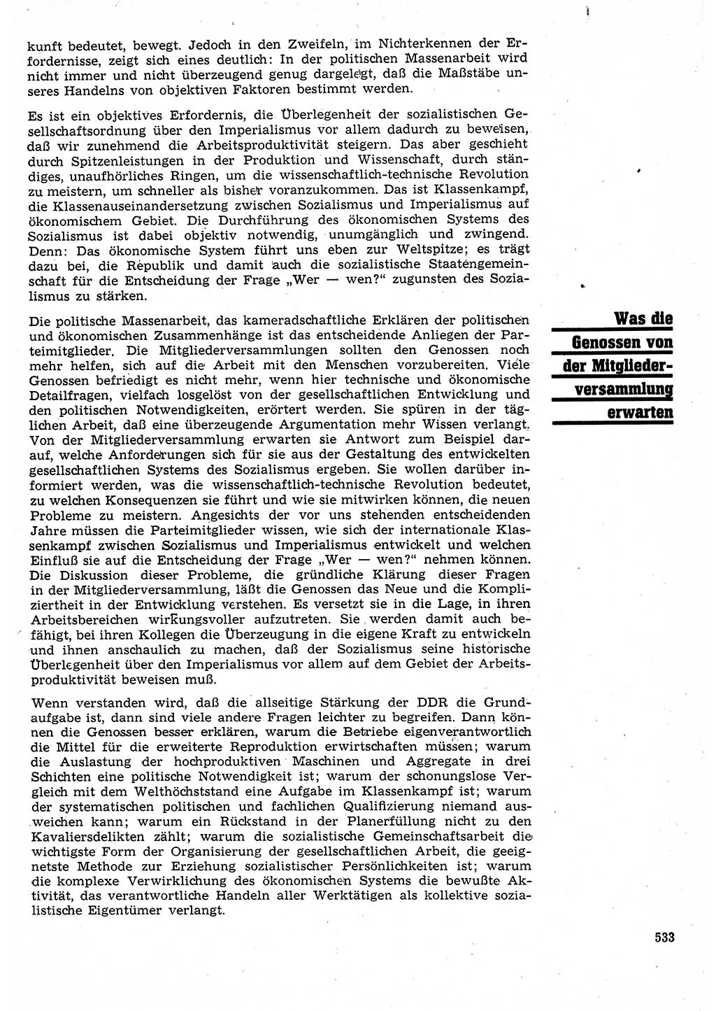 Neuer Weg (NW), Organ des Zentralkomitees (ZK) der SED (Sozialistische Einheitspartei Deutschlands) für Fragen des Parteilebens, 24. Jahrgang [Deutsche Demokratische Republik (DDR)] 1969, Seite 533 (NW ZK SED DDR 1969, S. 533)