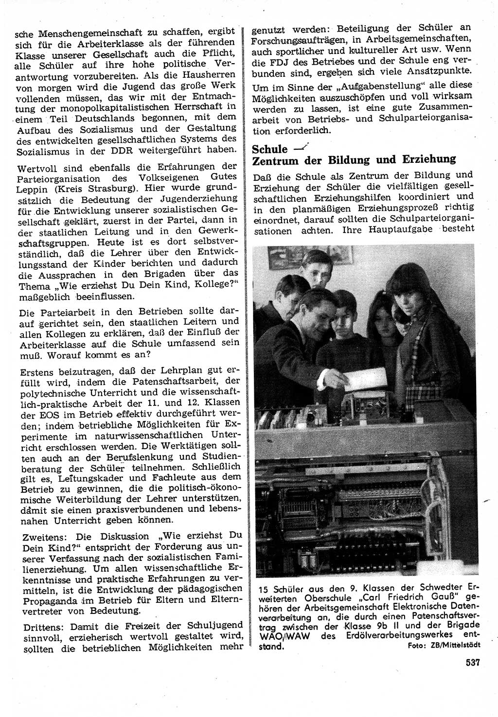 Neuer Weg (NW), Organ des Zentralkomitees (ZK) der SED (Sozialistische Einheitspartei Deutschlands) für Fragen des Parteilebens, 24. Jahrgang [Deutsche Demokratische Republik (DDR)] 1969, Seite 537 (NW ZK SED DDR 1969, S. 537)