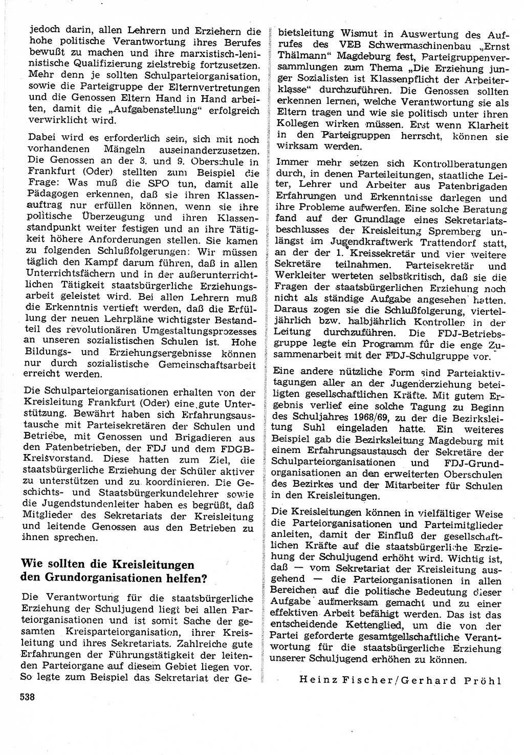 Neuer Weg (NW), Organ des Zentralkomitees (ZK) der SED (Sozialistische Einheitspartei Deutschlands) für Fragen des Parteilebens, 24. Jahrgang [Deutsche Demokratische Republik (DDR)] 1969, Seite 538 (NW ZK SED DDR 1969, S. 538)