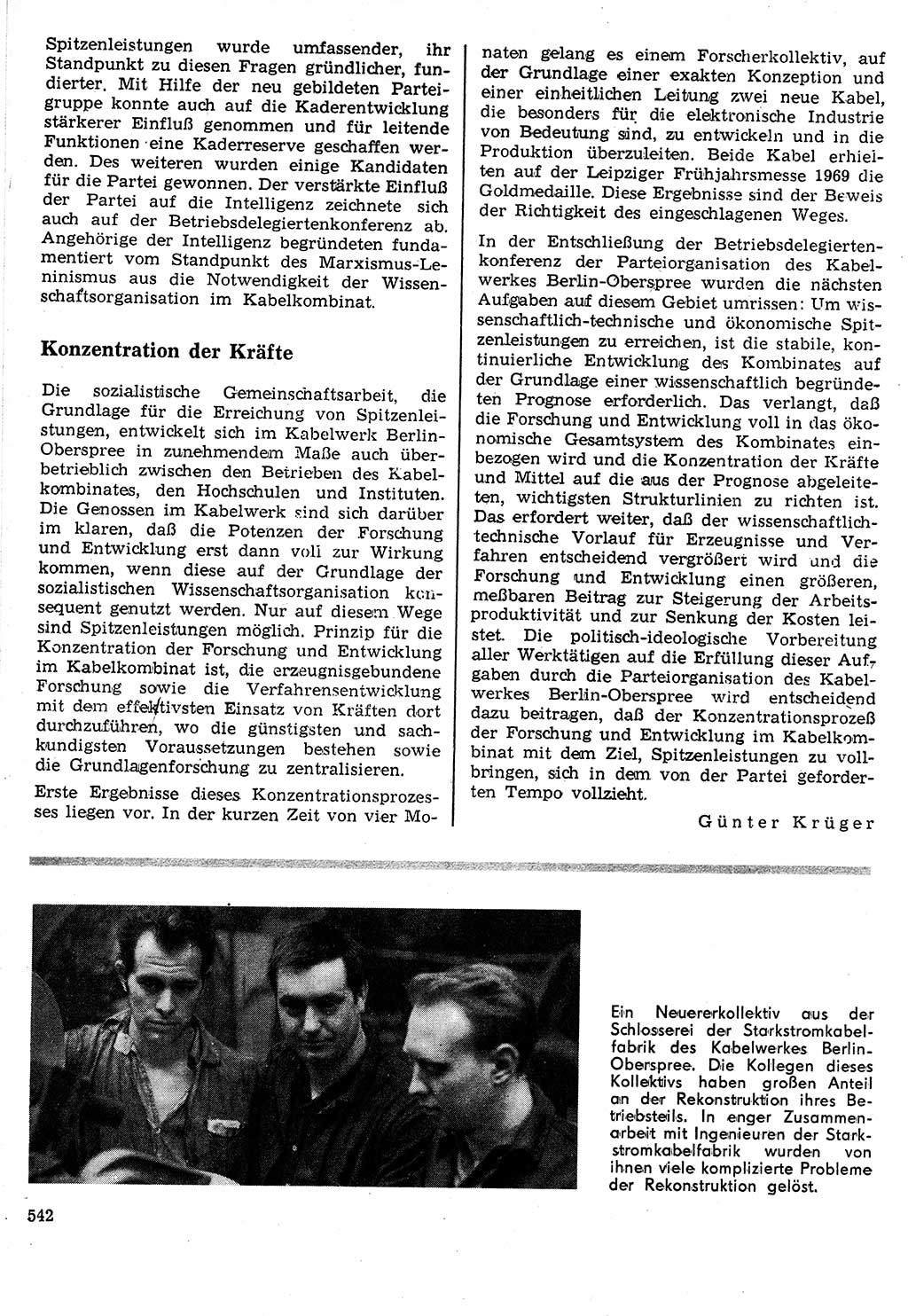 Neuer Weg (NW), Organ des Zentralkomitees (ZK) der SED (Sozialistische Einheitspartei Deutschlands) für Fragen des Parteilebens, 24. Jahrgang [Deutsche Demokratische Republik (DDR)] 1969, Seite 542 (NW ZK SED DDR 1969, S. 542)