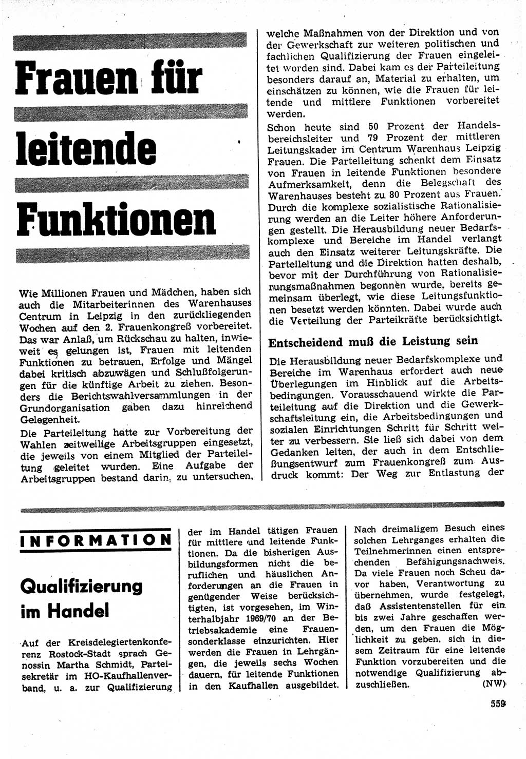 Neuer Weg (NW), Organ des Zentralkomitees (ZK) der SED (Sozialistische Einheitspartei Deutschlands) für Fragen des Parteilebens, 24. Jahrgang [Deutsche Demokratische Republik (DDR)] 1969, Seite 559 (NW ZK SED DDR 1969, S. 559)