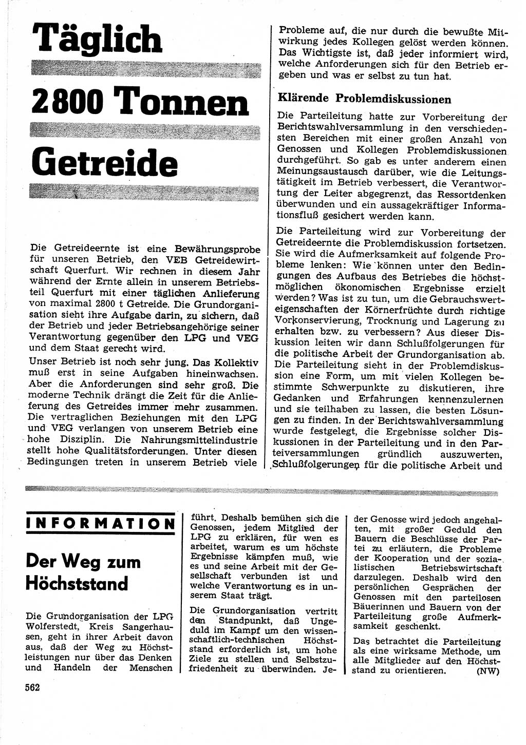 Neuer Weg (NW), Organ des Zentralkomitees (ZK) der SED (Sozialistische Einheitspartei Deutschlands) für Fragen des Parteilebens, 24. Jahrgang [Deutsche Demokratische Republik (DDR)] 1969, Seite 562 (NW ZK SED DDR 1969, S. 562)