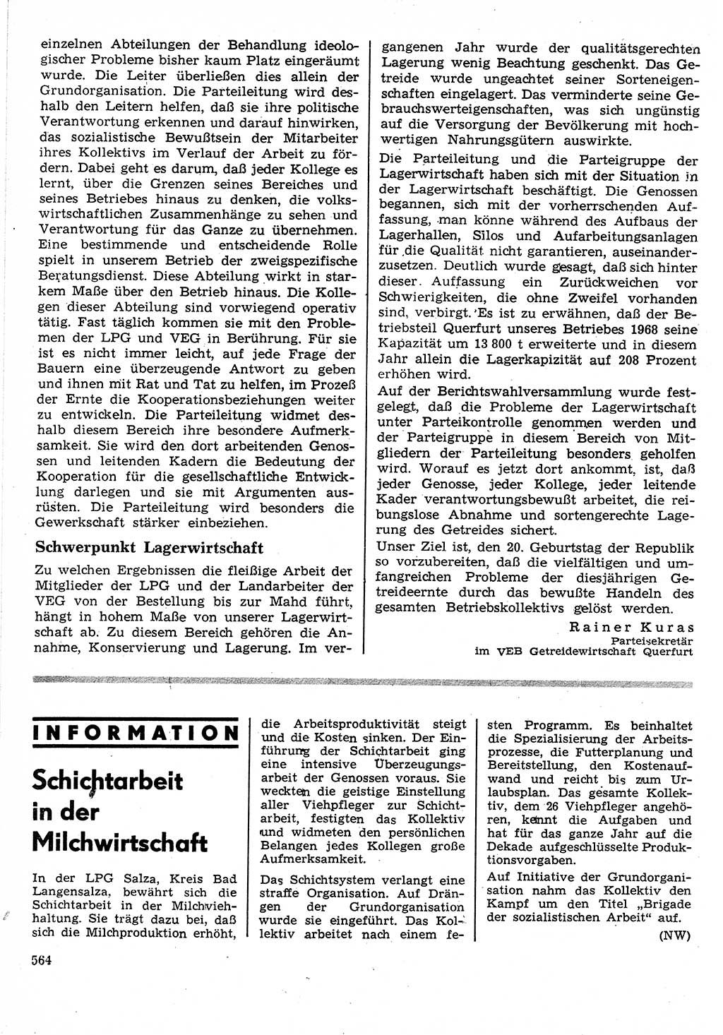 Neuer Weg (NW), Organ des Zentralkomitees (ZK) der SED (Sozialistische Einheitspartei Deutschlands) für Fragen des Parteilebens, 24. Jahrgang [Deutsche Demokratische Republik (DDR)] 1969, Seite 564 (NW ZK SED DDR 1969, S. 564)