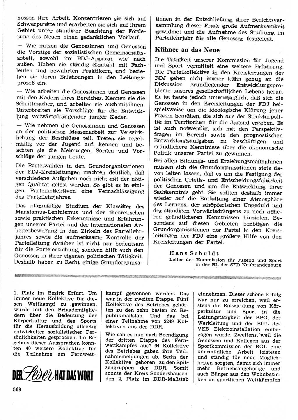 Neuer Weg (NW), Organ des Zentralkomitees (ZK) der SED (Sozialistische Einheitspartei Deutschlands) für Fragen des Parteilebens, 24. Jahrgang [Deutsche Demokratische Republik (DDR)] 1969, Seite 568 (NW ZK SED DDR 1969, S. 568)