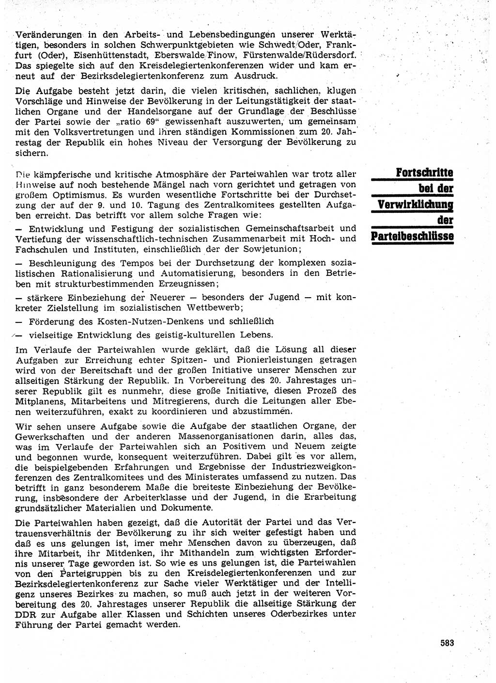 Neuer Weg (NW), Organ des Zentralkomitees (ZK) der SED (Sozialistische Einheitspartei Deutschlands) für Fragen des Parteilebens, 24. Jahrgang [Deutsche Demokratische Republik (DDR)] 1969, Seite 583 (NW ZK SED DDR 1969, S. 583)