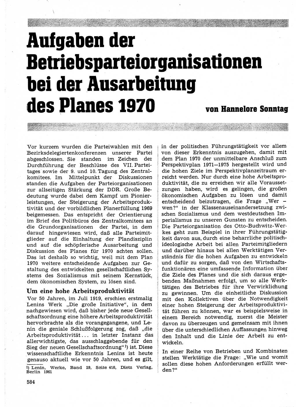Neuer Weg (NW), Organ des Zentralkomitees (ZK) der SED (Sozialistische Einheitspartei Deutschlands) für Fragen des Parteilebens, 24. Jahrgang [Deutsche Demokratische Republik (DDR)] 1969, Seite 584 (NW ZK SED DDR 1969, S. 584)