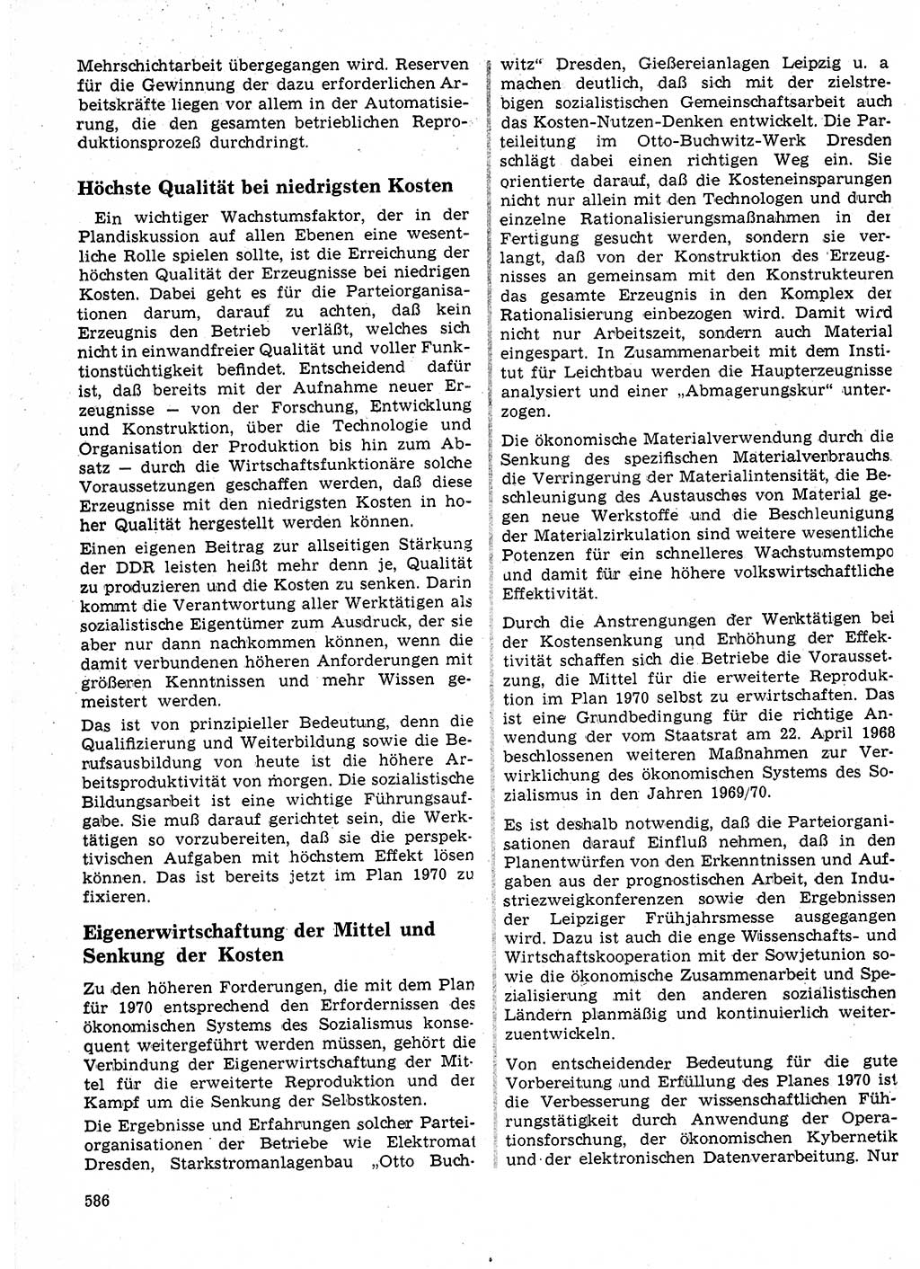 Neuer Weg (NW), Organ des Zentralkomitees (ZK) der SED (Sozialistische Einheitspartei Deutschlands) für Fragen des Parteilebens, 24. Jahrgang [Deutsche Demokratische Republik (DDR)] 1969, Seite 586 (NW ZK SED DDR 1969, S. 586)