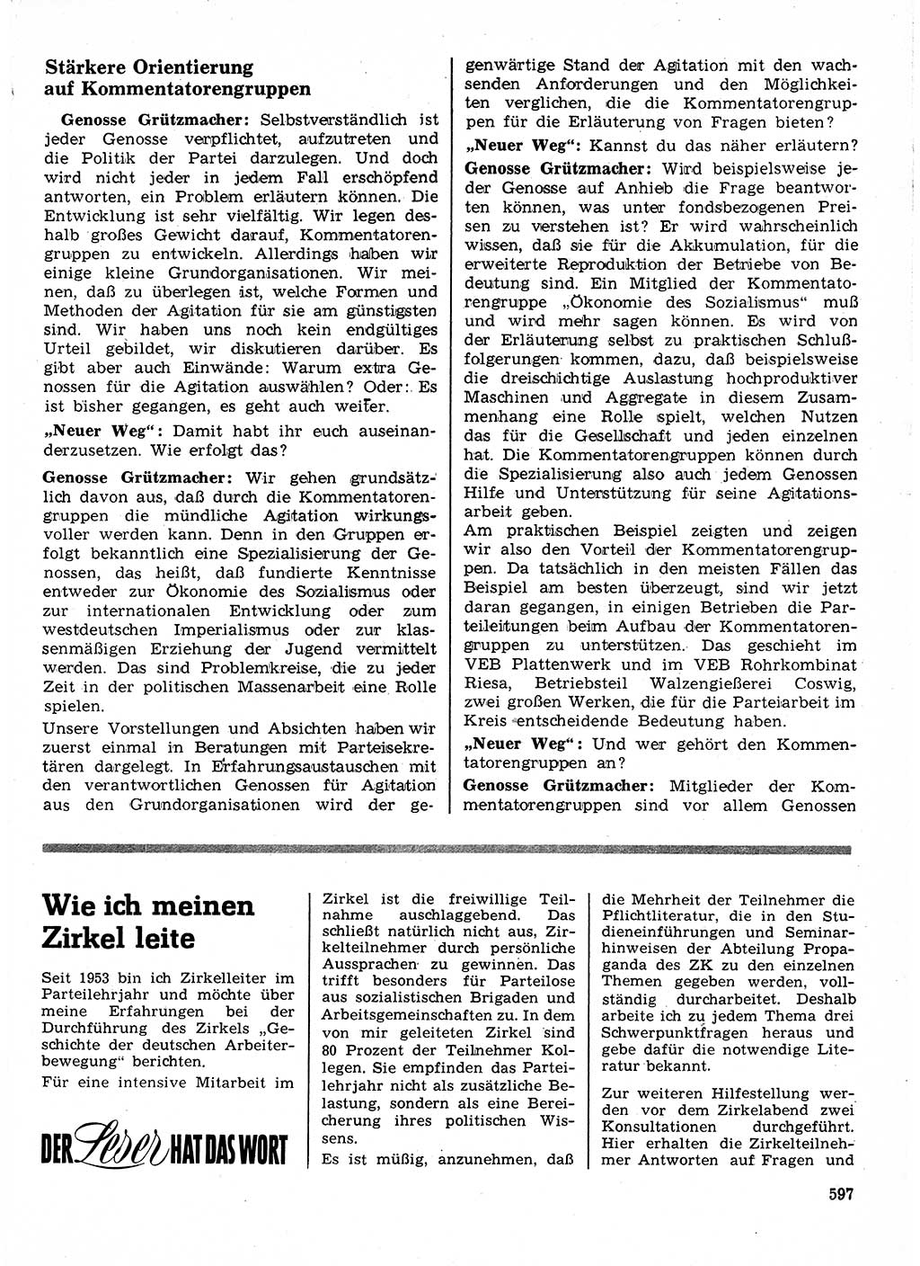 Neuer Weg (NW), Organ des Zentralkomitees (ZK) der SED (Sozialistische Einheitspartei Deutschlands) für Fragen des Parteilebens, 24. Jahrgang [Deutsche Demokratische Republik (DDR)] 1969, Seite 597 (NW ZK SED DDR 1969, S. 597)