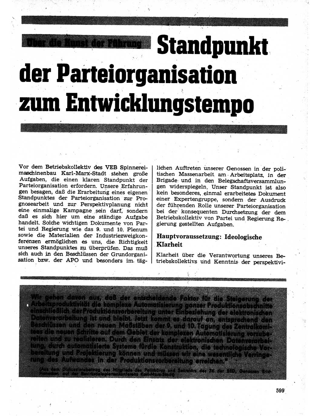 Neuer Weg (NW), Organ des Zentralkomitees (ZK) der SED (Sozialistische Einheitspartei Deutschlands) für Fragen des Parteilebens, 24. Jahrgang [Deutsche Demokratische Republik (DDR)] 1969, Seite 599 (NW ZK SED DDR 1969, S. 599)