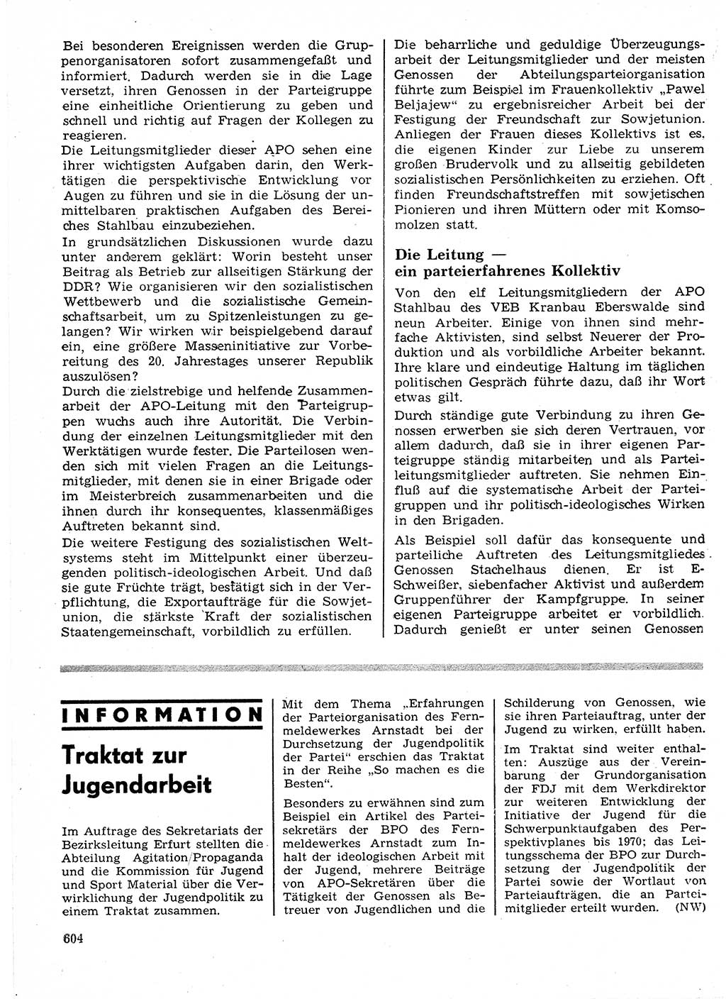 Neuer Weg (NW), Organ des Zentralkomitees (ZK) der SED (Sozialistische Einheitspartei Deutschlands) für Fragen des Parteilebens, 24. Jahrgang [Deutsche Demokratische Republik (DDR)] 1969, Seite 604 (NW ZK SED DDR 1969, S. 604)