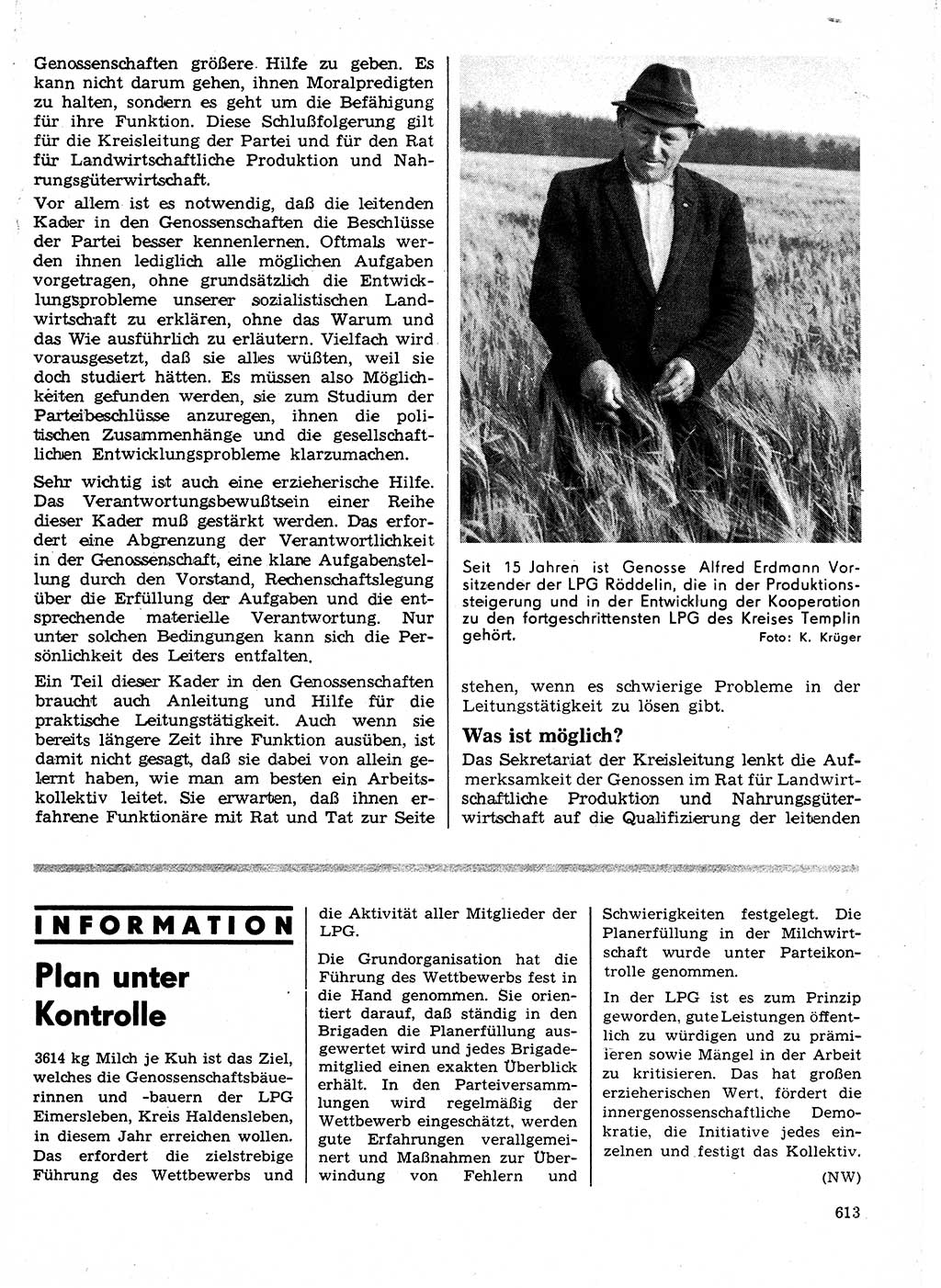 Neuer Weg (NW), Organ des Zentralkomitees (ZK) der SED (Sozialistische Einheitspartei Deutschlands) für Fragen des Parteilebens, 24. Jahrgang [Deutsche Demokratische Republik (DDR)] 1969, Seite 613 (NW ZK SED DDR 1969, S. 613)