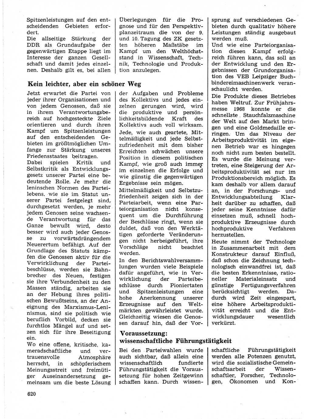 Neuer Weg (NW), Organ des Zentralkomitees (ZK) der SED (Sozialistische Einheitspartei Deutschlands) für Fragen des Parteilebens, 24. Jahrgang [Deutsche Demokratische Republik (DDR)] 1969, Seite 620 (NW ZK SED DDR 1969, S. 620)