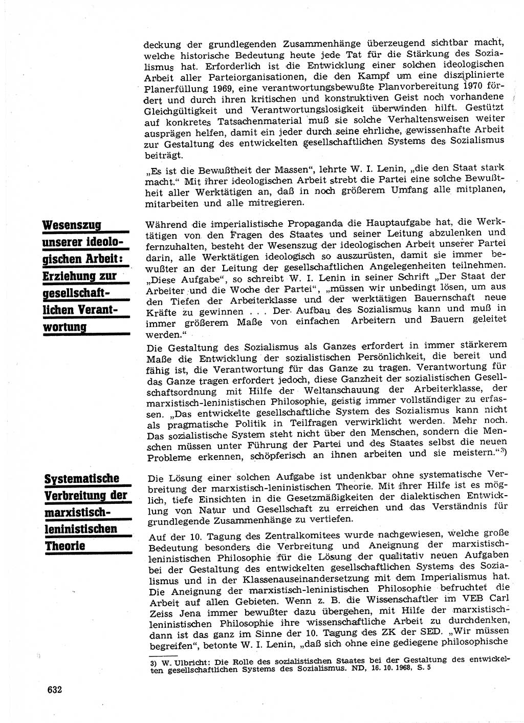 Neuer Weg (NW), Organ des Zentralkomitees (ZK) der SED (Sozialistische Einheitspartei Deutschlands) für Fragen des Parteilebens, 24. Jahrgang [Deutsche Demokratische Republik (DDR)] 1969, Seite 632 (NW ZK SED DDR 1969, S. 632)