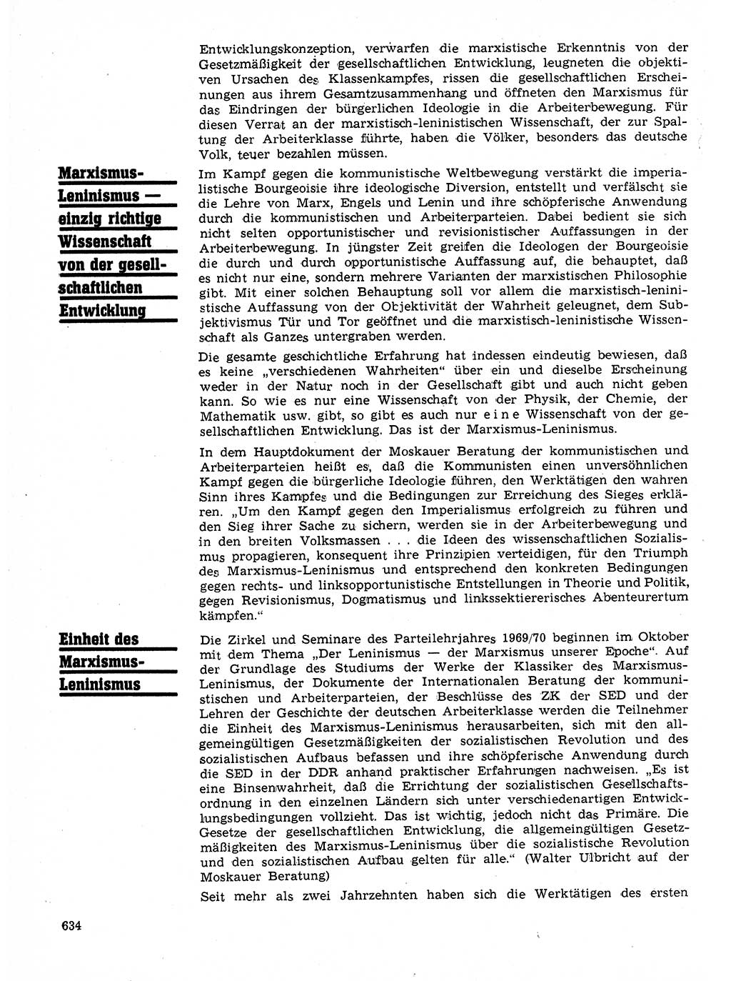 Neuer Weg (NW), Organ des Zentralkomitees (ZK) der SED (Sozialistische Einheitspartei Deutschlands) für Fragen des Parteilebens, 24. Jahrgang [Deutsche Demokratische Republik (DDR)] 1969, Seite 634 (NW ZK SED DDR 1969, S. 634)
