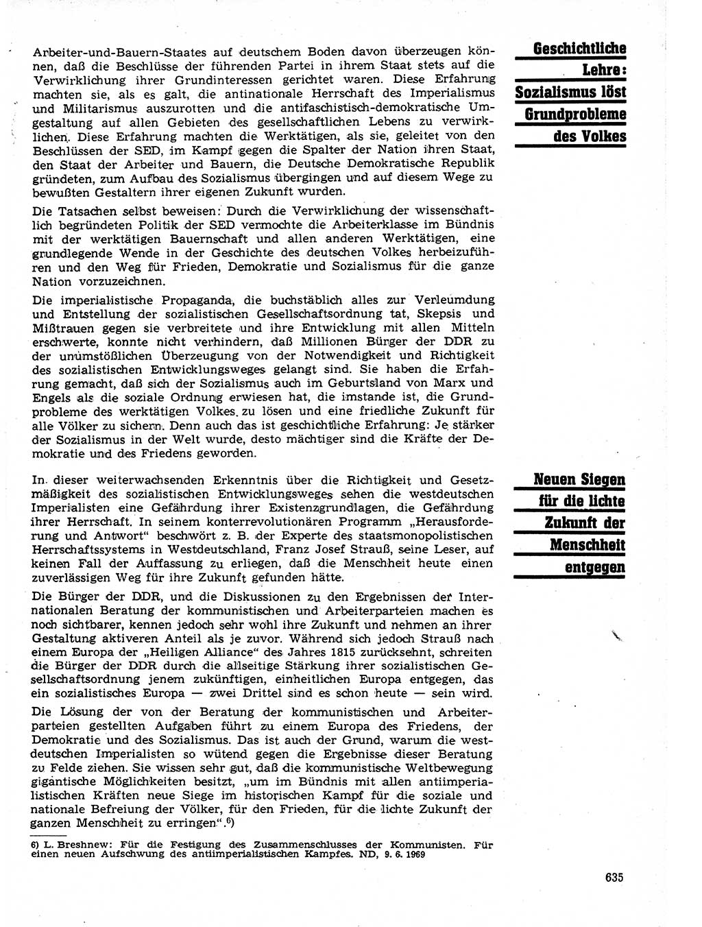 Neuer Weg (NW), Organ des Zentralkomitees (ZK) der SED (Sozialistische Einheitspartei Deutschlands) für Fragen des Parteilebens, 24. Jahrgang [Deutsche Demokratische Republik (DDR)] 1969, Seite 635 (NW ZK SED DDR 1969, S. 635)