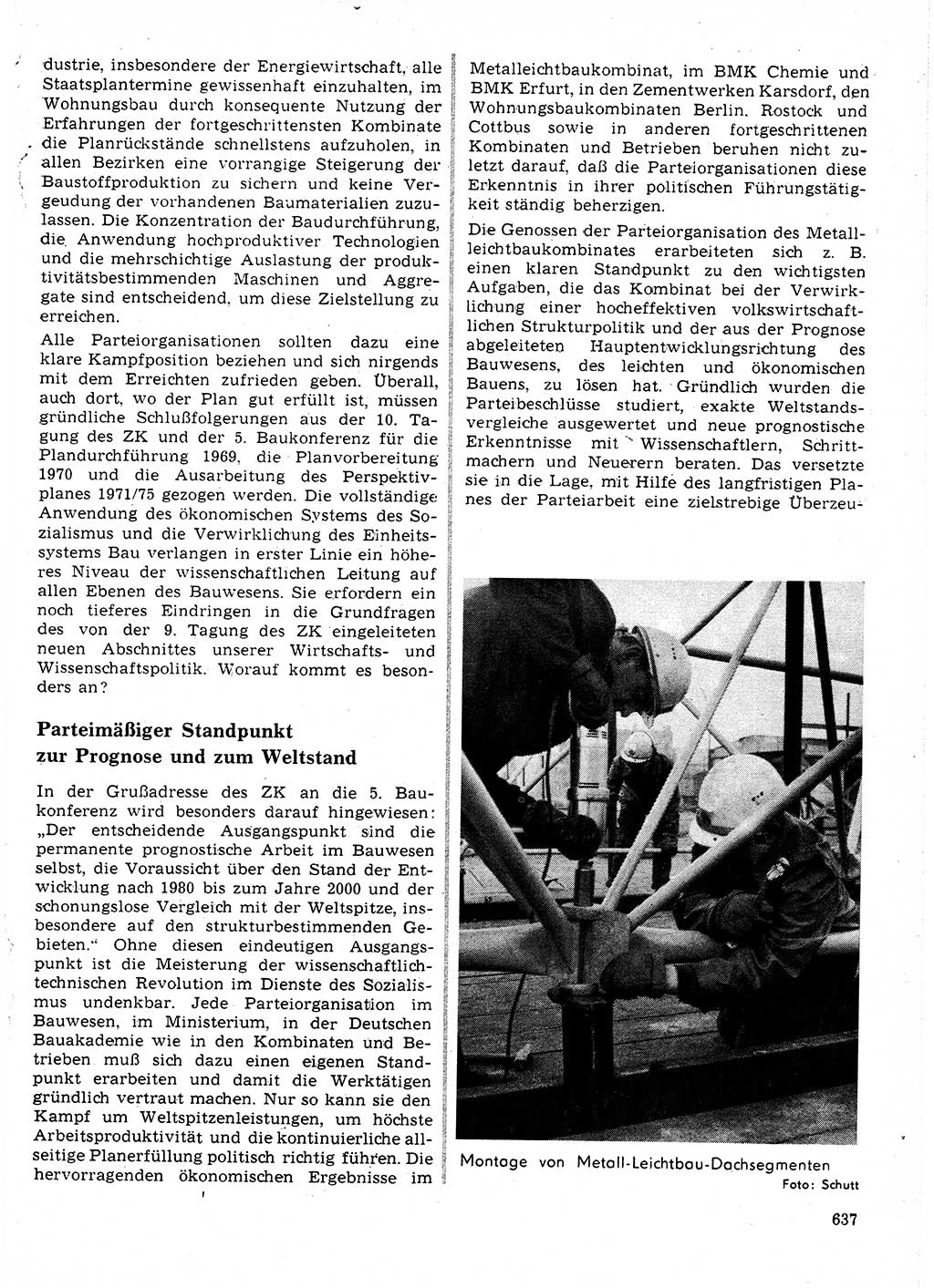 Neuer Weg (NW), Organ des Zentralkomitees (ZK) der SED (Sozialistische Einheitspartei Deutschlands) für Fragen des Parteilebens, 24. Jahrgang [Deutsche Demokratische Republik (DDR)] 1969, Seite 637 (NW ZK SED DDR 1969, S. 637)