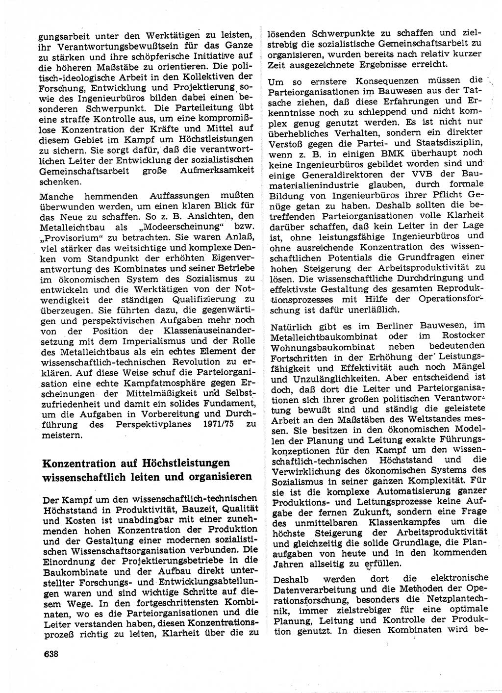 Neuer Weg (NW), Organ des Zentralkomitees (ZK) der SED (Sozialistische Einheitspartei Deutschlands) für Fragen des Parteilebens, 24. Jahrgang [Deutsche Demokratische Republik (DDR)] 1969, Seite 638 (NW ZK SED DDR 1969, S. 638)