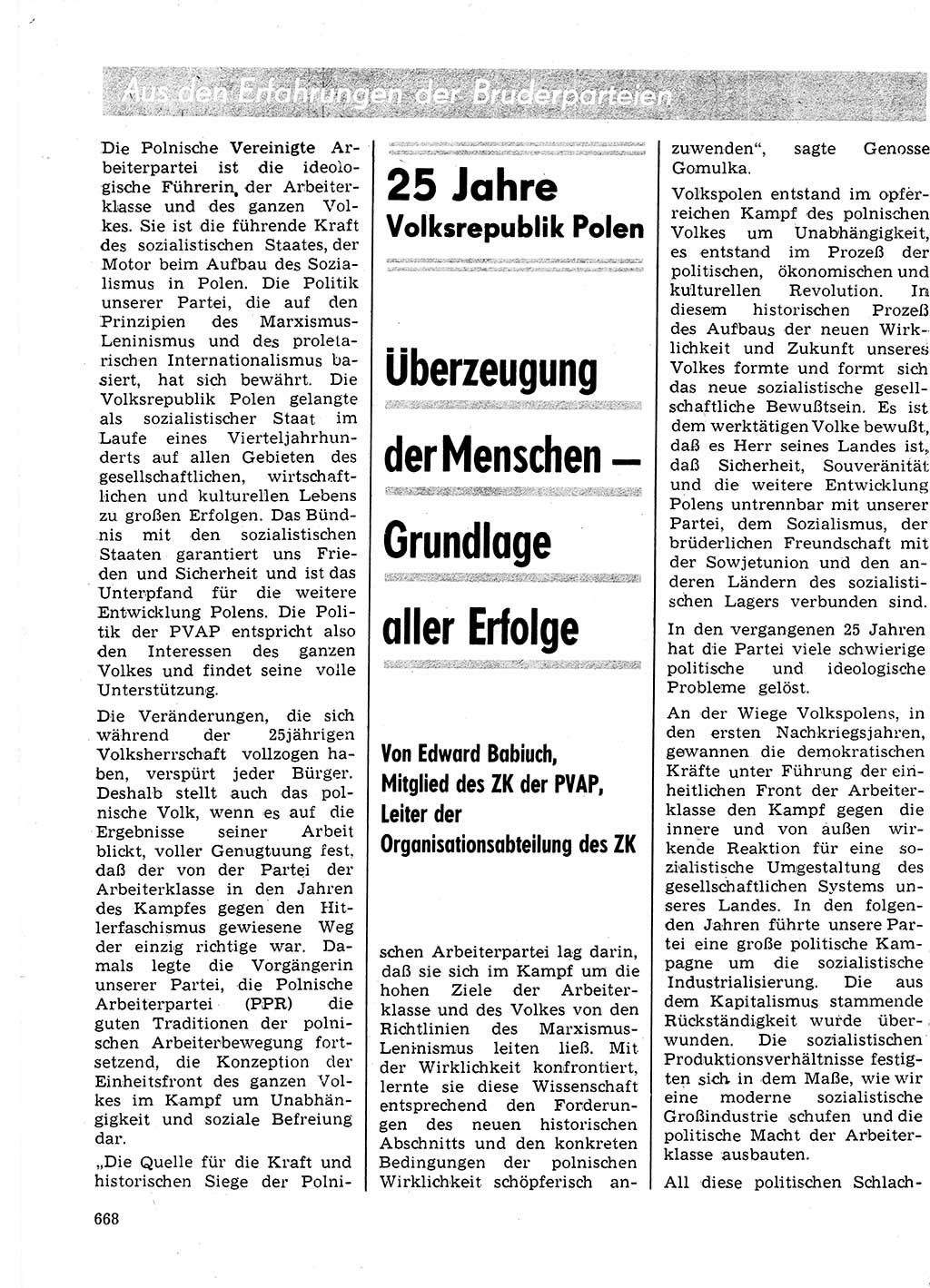 Neuer Weg (NW), Organ des Zentralkomitees (ZK) der SED (Sozialistische Einheitspartei Deutschlands) für Fragen des Parteilebens, 24. Jahrgang [Deutsche Demokratische Republik (DDR)] 1969, Seite 668 (NW ZK SED DDR 1969, S. 668)