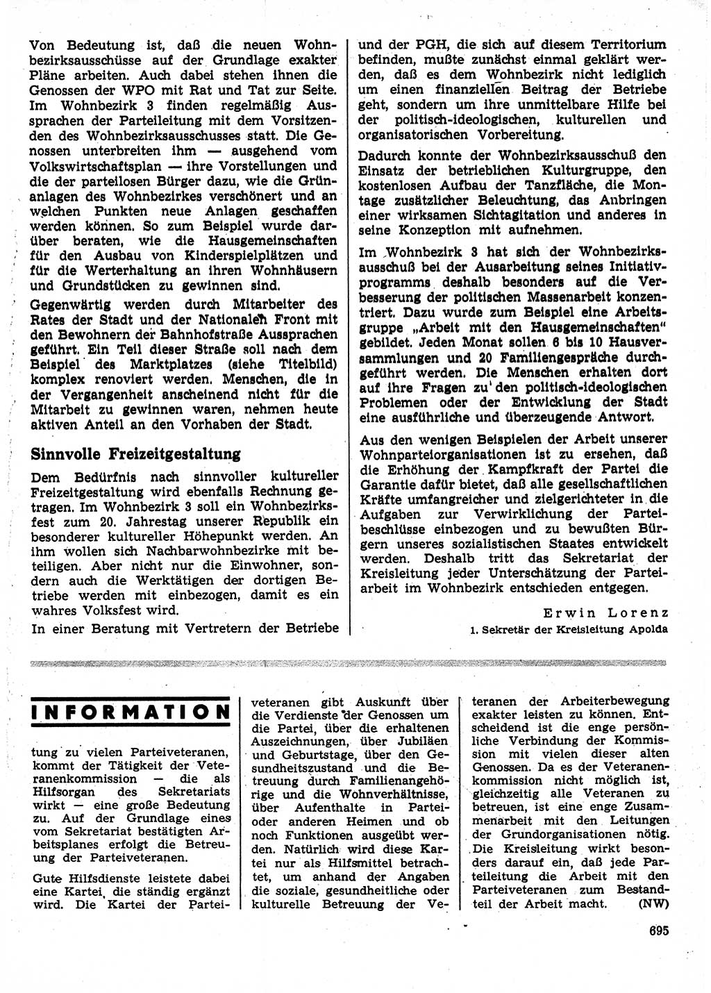 Neuer Weg (NW), Organ des Zentralkomitees (ZK) der SED (Sozialistische Einheitspartei Deutschlands) für Fragen des Parteilebens, 24. Jahrgang [Deutsche Demokratische Republik (DDR)] 1969, Seite 695 (NW ZK SED DDR 1969, S. 695)