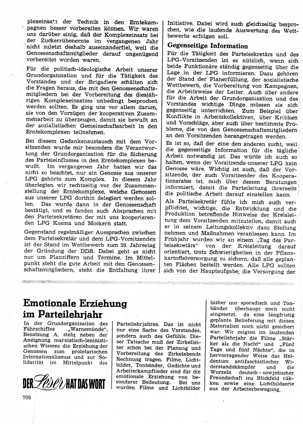 Neuer Weg (NW), Organ des Zentralkomitees (ZK) der SED (Sozialistische Einheitspartei Deutschlands) für Fragen des Parteilebens, 24. Jahrgang [Deutsche Demokratische Republik (DDR)] 1969, Seite 708 (NW ZK SED DDR 1969, S. 708)