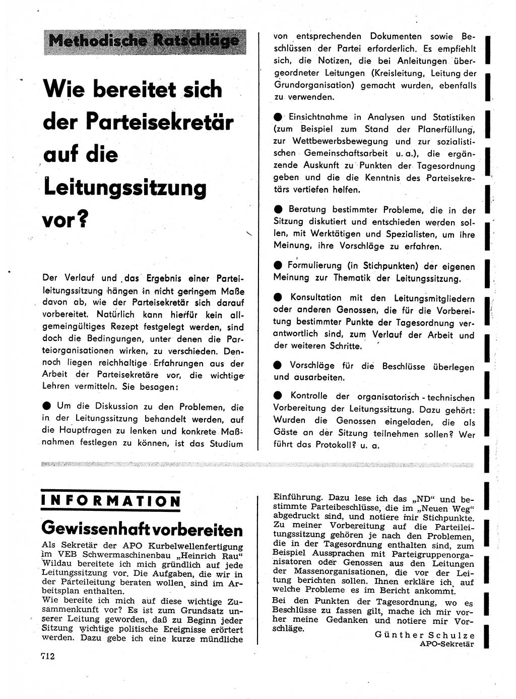 Neuer Weg (NW), Organ des Zentralkomitees (ZK) der SED (Sozialistische Einheitspartei Deutschlands) für Fragen des Parteilebens, 24. Jahrgang [Deutsche Demokratische Republik (DDR)] 1969, Seite 712 (NW ZK SED DDR 1969, S. 712)