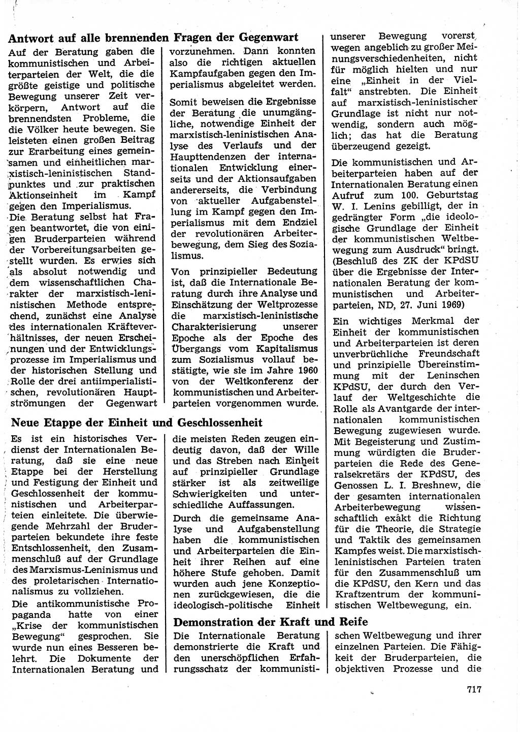 Neuer Weg (NW), Organ des Zentralkomitees (ZK) der SED (Sozialistische Einheitspartei Deutschlands) für Fragen des Parteilebens, 24. Jahrgang [Deutsche Demokratische Republik (DDR)] 1969, Seite 717 (NW ZK SED DDR 1969, S. 717)