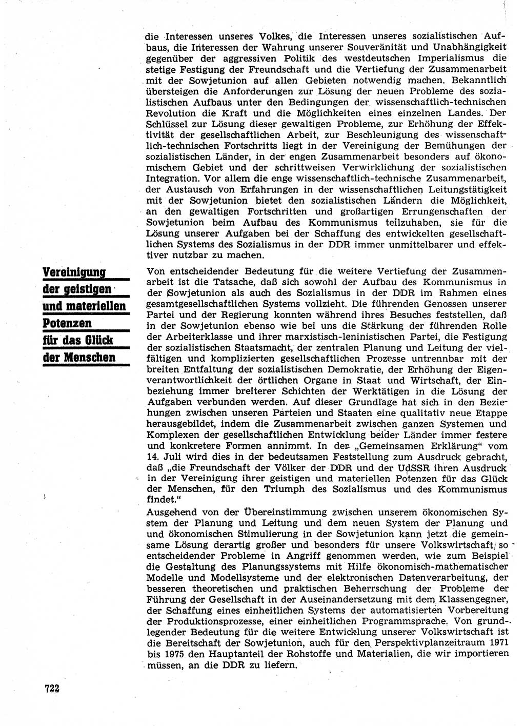 Neuer Weg (NW), Organ des Zentralkomitees (ZK) der SED (Sozialistische Einheitspartei Deutschlands) für Fragen des Parteilebens, 24. Jahrgang [Deutsche Demokratische Republik (DDR)] 1969, Seite 722 (NW ZK SED DDR 1969, S. 722)