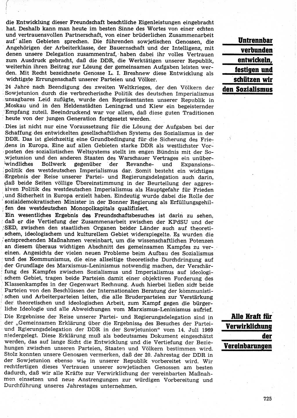 Neuer Weg (NW), Organ des Zentralkomitees (ZK) der SED (Sozialistische Einheitspartei Deutschlands) für Fragen des Parteilebens, 24. Jahrgang [Deutsche Demokratische Republik (DDR)] 1969, Seite 725 (NW ZK SED DDR 1969, S. 725)