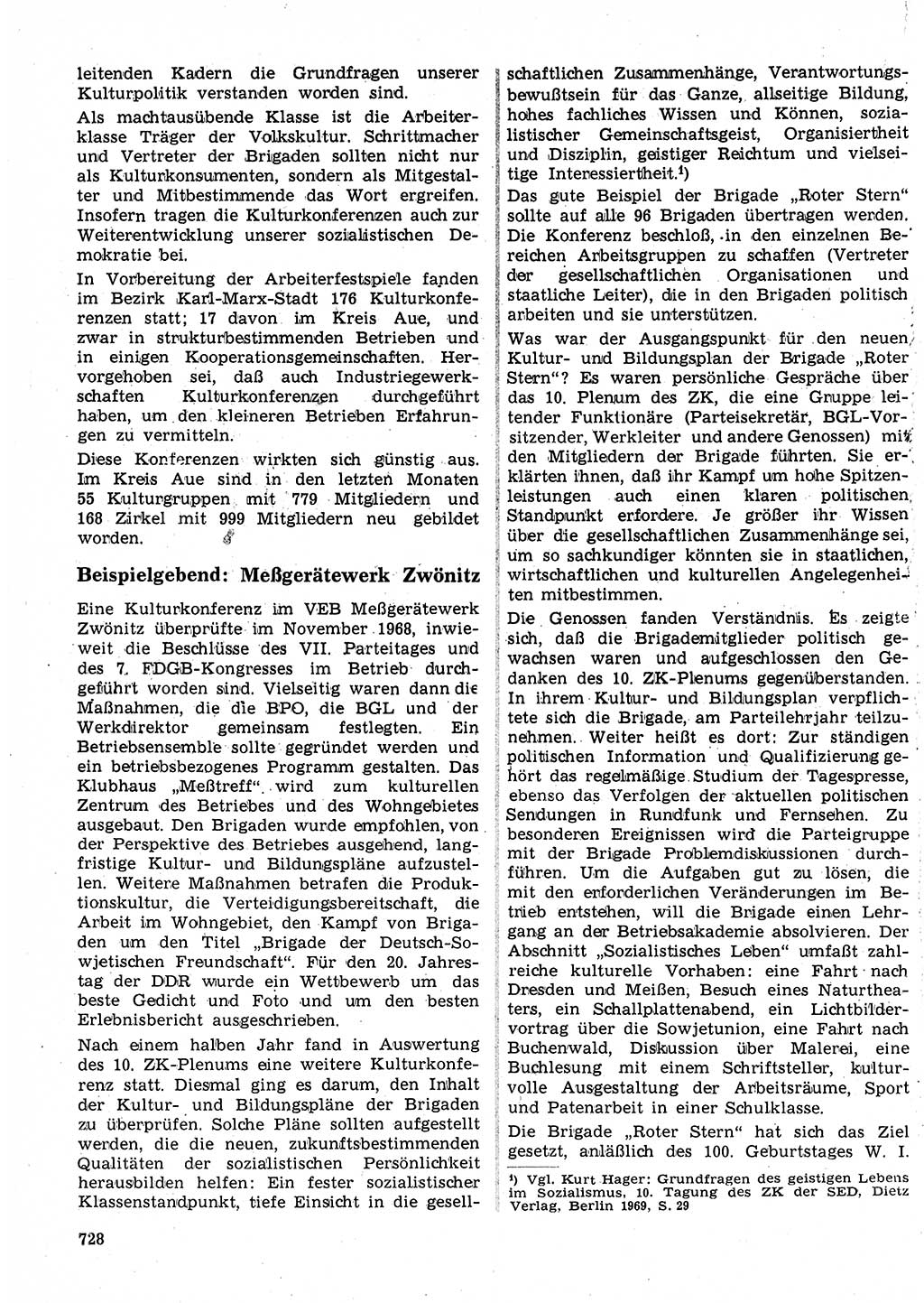 Neuer Weg (NW), Organ des Zentralkomitees (ZK) der SED (Sozialistische Einheitspartei Deutschlands) für Fragen des Parteilebens, 24. Jahrgang [Deutsche Demokratische Republik (DDR)] 1969, Seite 728 (NW ZK SED DDR 1969, S. 728)