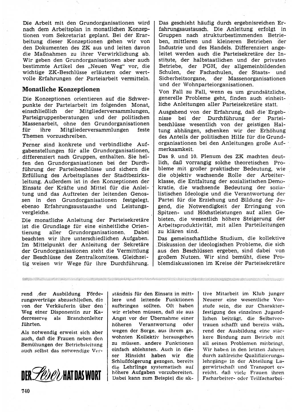 Neuer Weg (NW), Organ des Zentralkomitees (ZK) der SED (Sozialistische Einheitspartei Deutschlands) fÃ¼r Fragen des Parteilebens, 24. Jahrgang [Deutsche Demokratische Republik (DDR)] 1969, Seite 740 (NW ZK SED DDR 1969, S. 740)