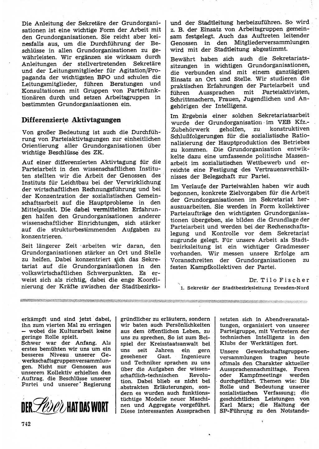 Neuer Weg (NW), Organ des Zentralkomitees (ZK) der SED (Sozialistische Einheitspartei Deutschlands) für Fragen des Parteilebens, 24. Jahrgang [Deutsche Demokratische Republik (DDR)] 1969, Seite 742 (NW ZK SED DDR 1969, S. 742)