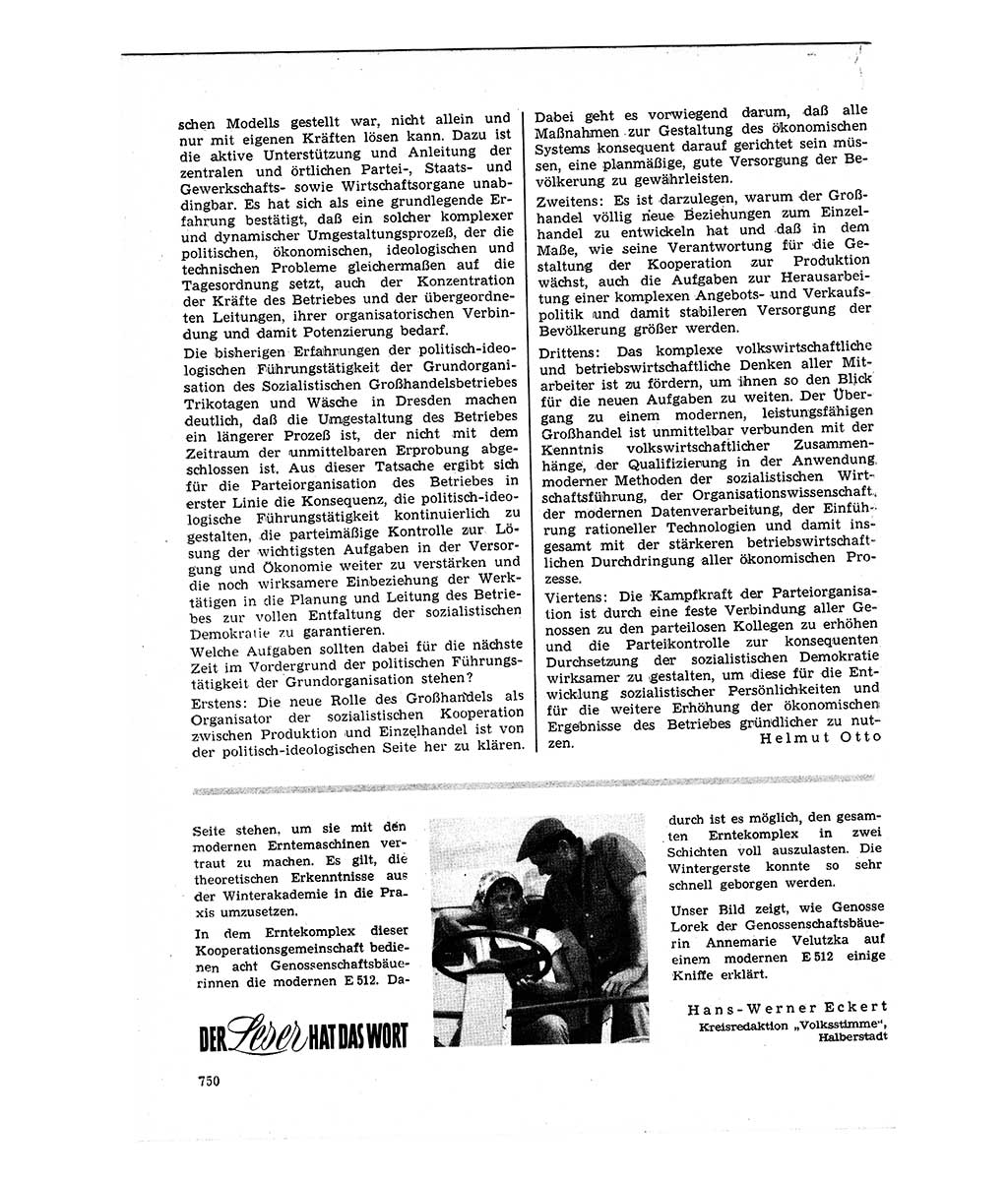 Neuer Weg (NW), Organ des Zentralkomitees (ZK) der SED (Sozialistische Einheitspartei Deutschlands) für Fragen des Parteilebens, 24. Jahrgang [Deutsche Demokratische Republik (DDR)] 1969, Seite 750 (NW ZK SED DDR 1969, S. 750)