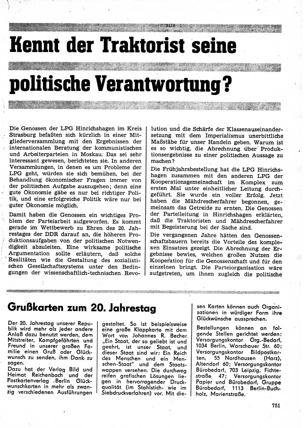 Neuer Weg (NW), Organ des Zentralkomitees (ZK) der SED (Sozialistische Einheitspartei Deutschlands) für Fragen des Parteilebens, 24. Jahrgang [Deutsche Demokratische Republik (DDR)] 1969, Seite 751 (NW ZK SED DDR 1969, S. 751)