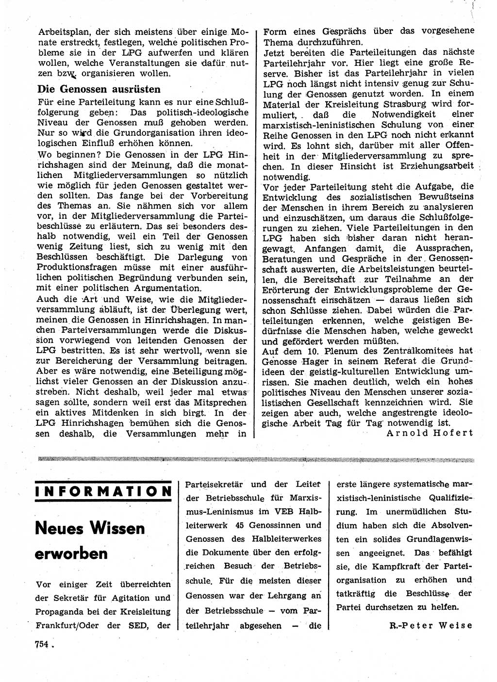 Neuer Weg (NW), Organ des Zentralkomitees (ZK) der SED (Sozialistische Einheitspartei Deutschlands) für Fragen des Parteilebens, 24. Jahrgang [Deutsche Demokratische Republik (DDR)] 1969, Seite 754 (NW ZK SED DDR 1969, S. 754)