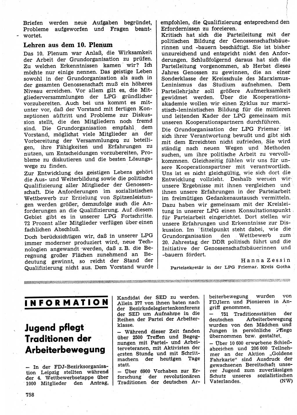 Neuer Weg (NW), Organ des Zentralkomitees (ZK) der SED (Sozialistische Einheitspartei Deutschlands) für Fragen des Parteilebens, 24. Jahrgang [Deutsche Demokratische Republik (DDR)] 1969, Seite 758 (NW ZK SED DDR 1969, S. 758)