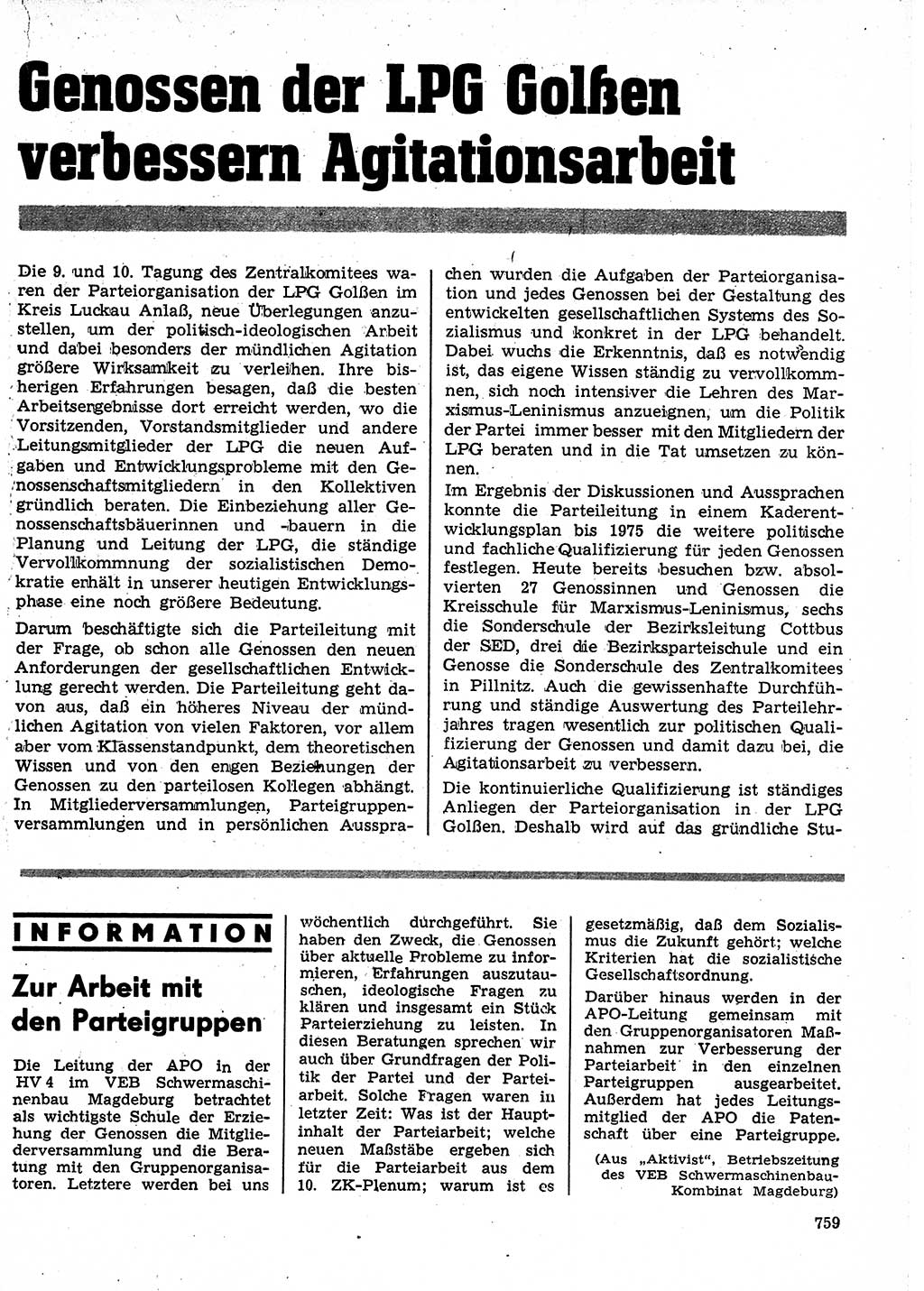 Neuer Weg (NW), Organ des Zentralkomitees (ZK) der SED (Sozialistische Einheitspartei Deutschlands) für Fragen des Parteilebens, 24. Jahrgang [Deutsche Demokratische Republik (DDR)] 1969, Seite 759 (NW ZK SED DDR 1969, S. 759)