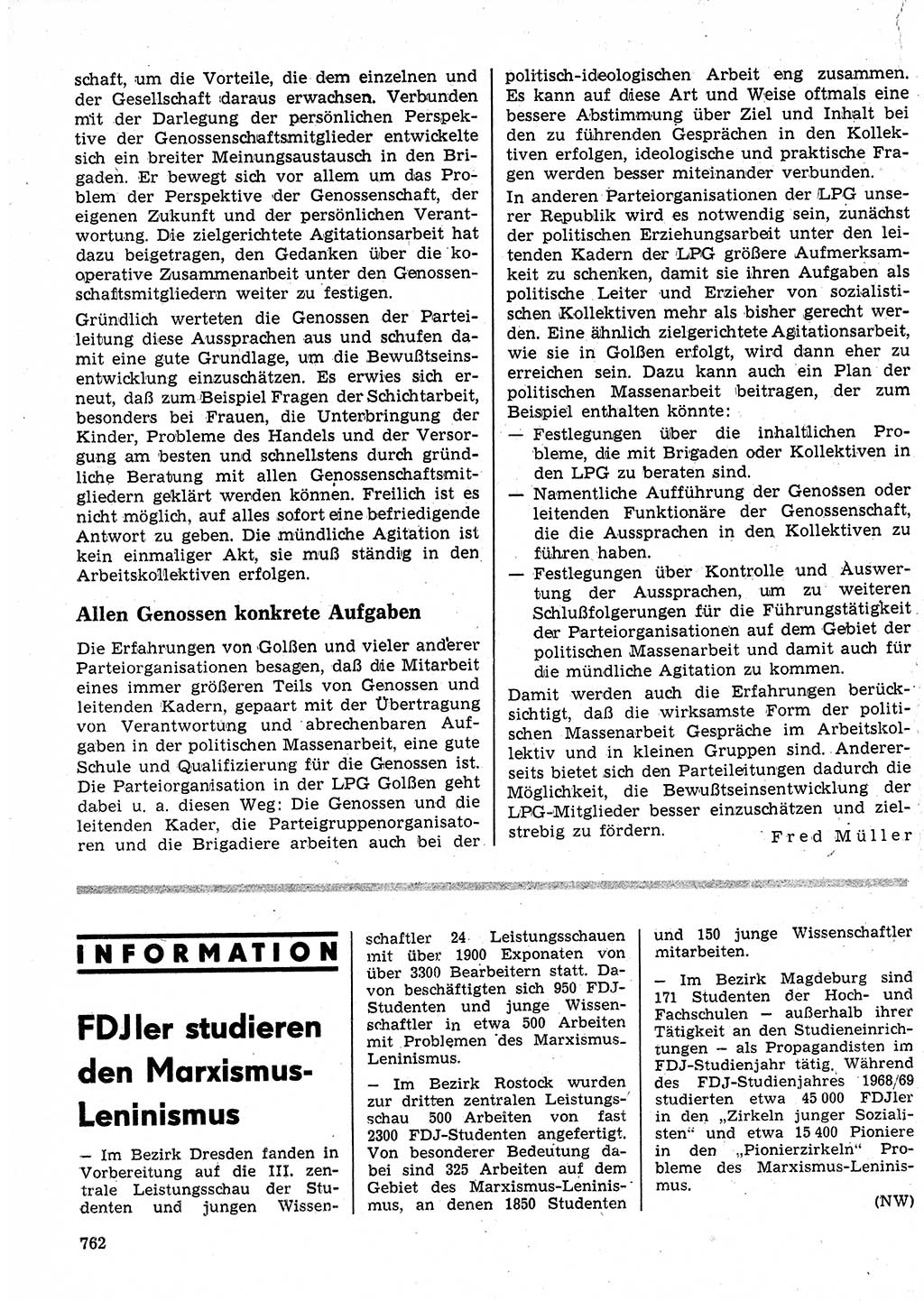 Neuer Weg (NW), Organ des Zentralkomitees (ZK) der SED (Sozialistische Einheitspartei Deutschlands) für Fragen des Parteilebens, 24. Jahrgang [Deutsche Demokratische Republik (DDR)] 1969, Seite 762 (NW ZK SED DDR 1969, S. 762)